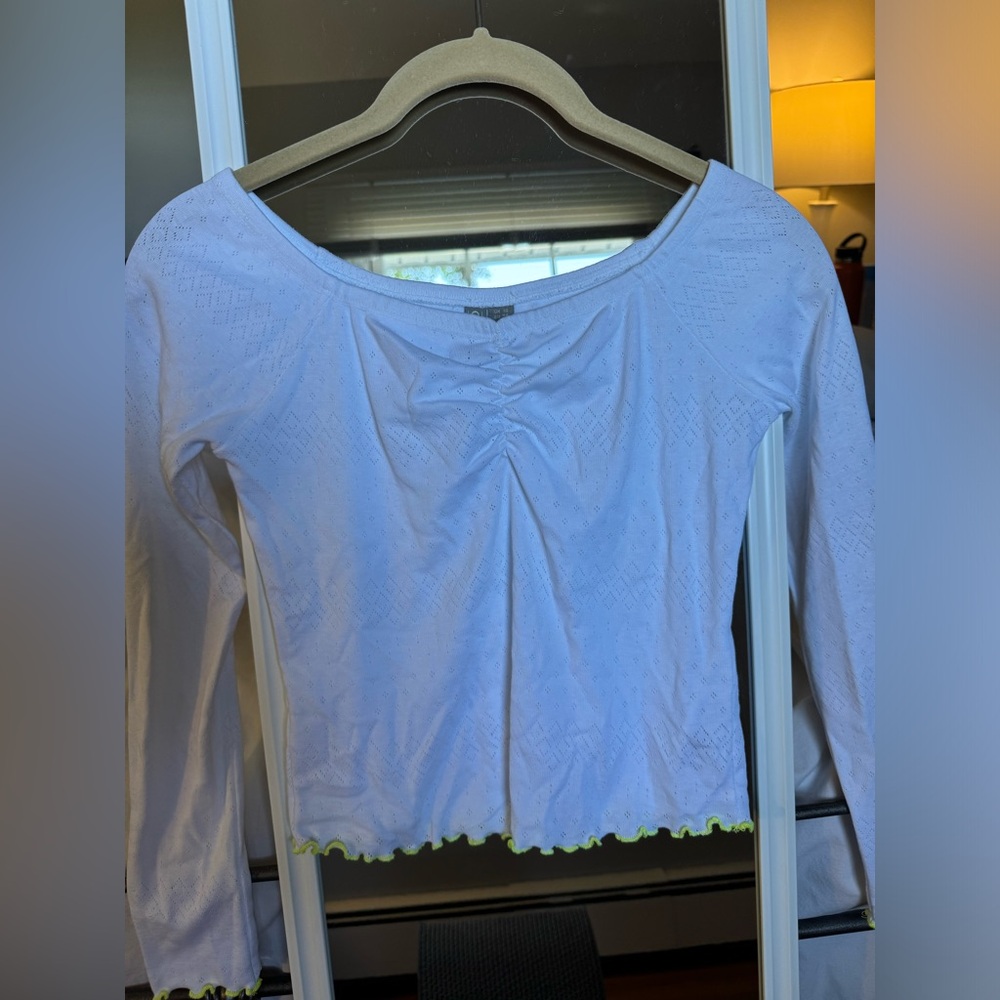 ASOS White long sleeve shirt with neon yellow trimming